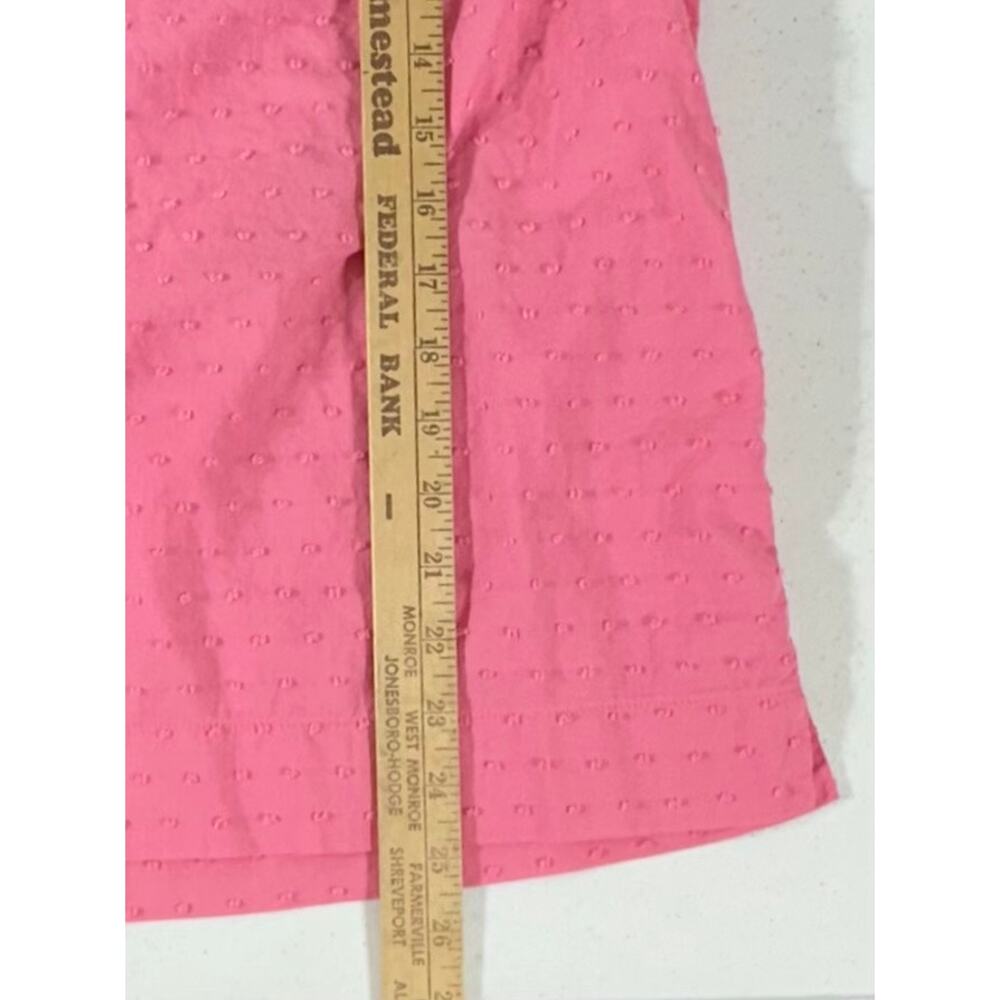 Bella Bliss Womens Top Size Large Pink Swiss Dot Ruffled Neck Sleeve Semi-sheer - Picture 8 of 9